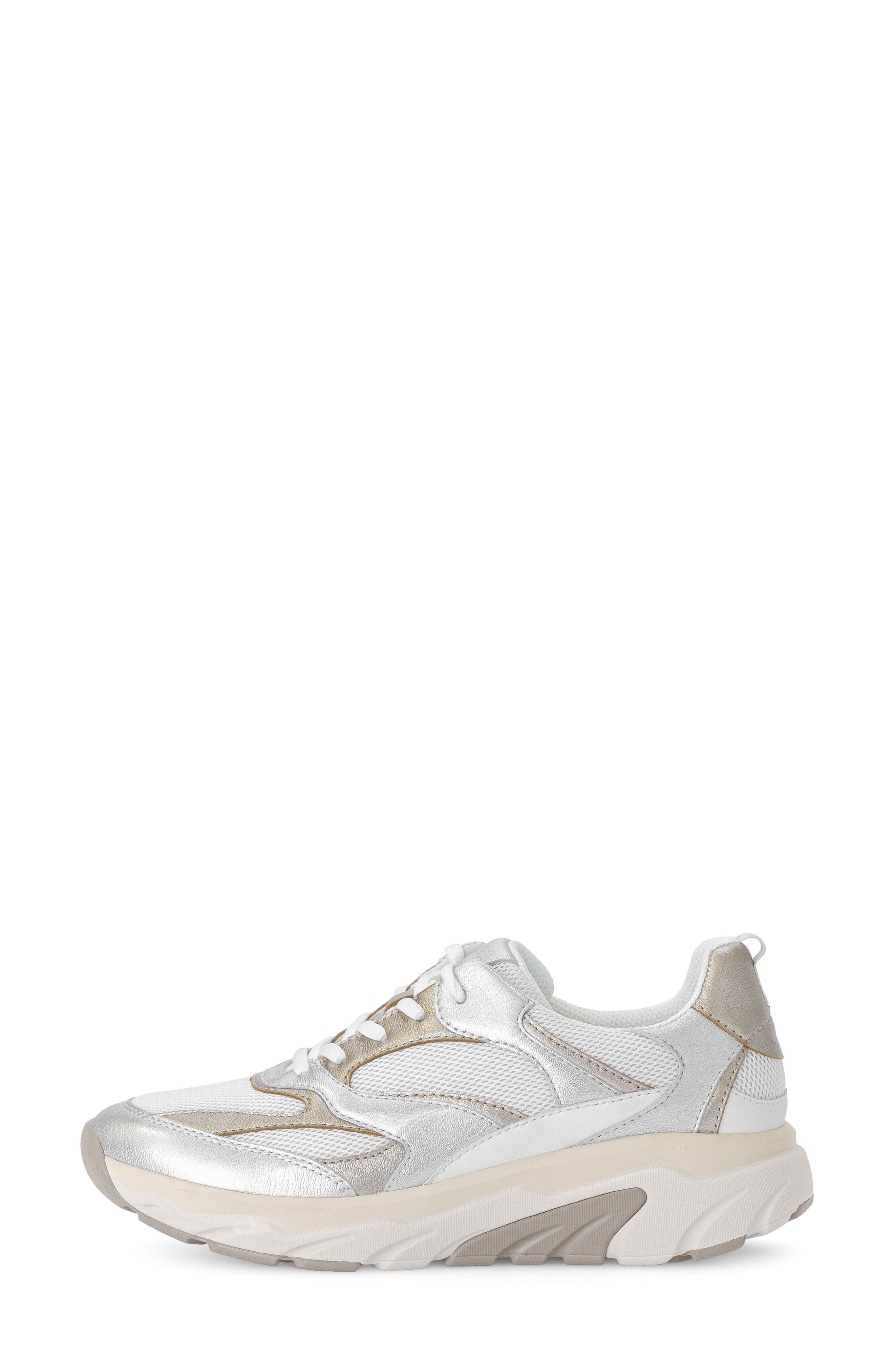 Gabor Mixed Media Sneaker, Alternate, color, White