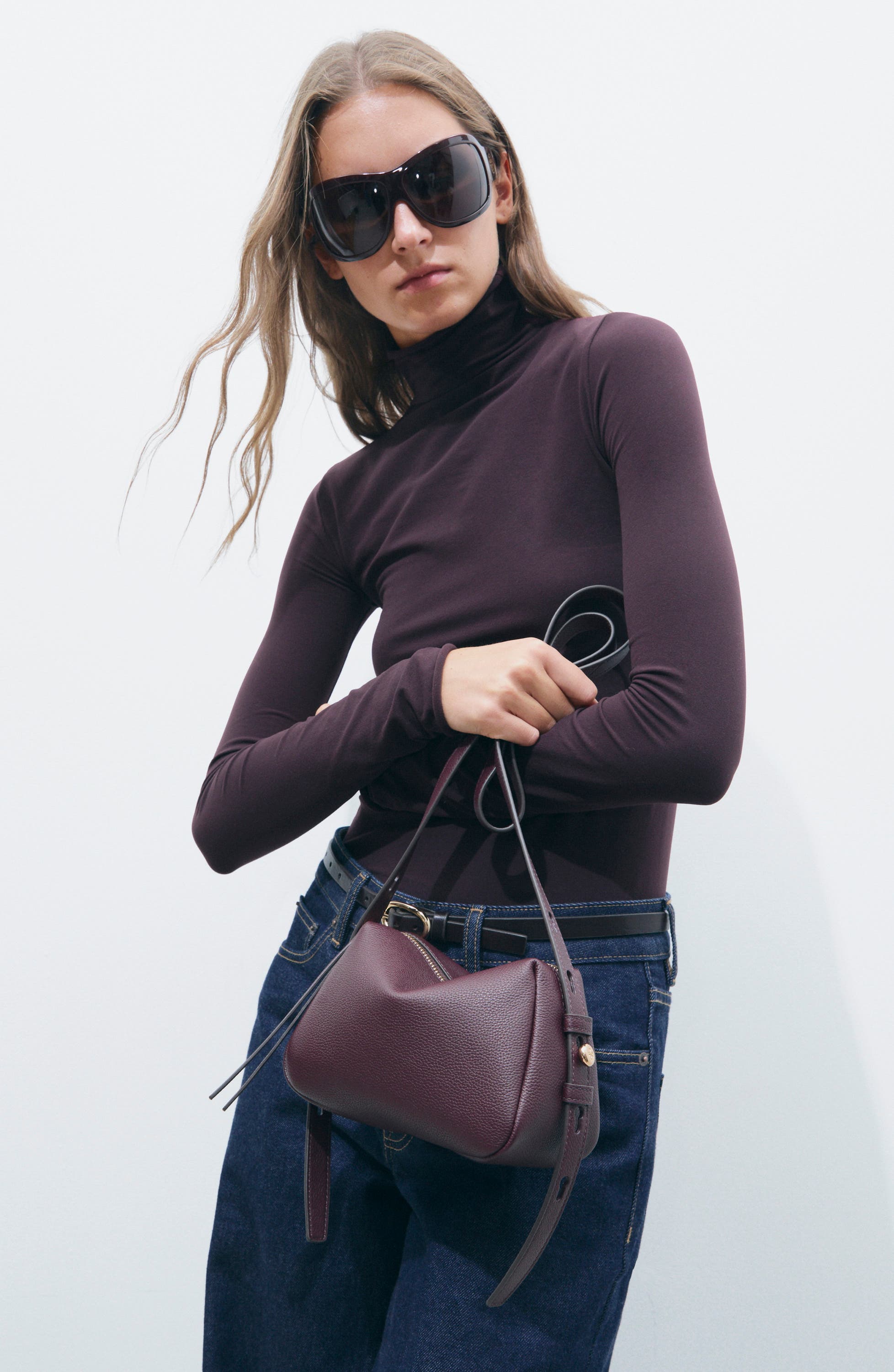 Romy Soft Leather Crossbody Bag, Alternate, color, DARK CARMINE