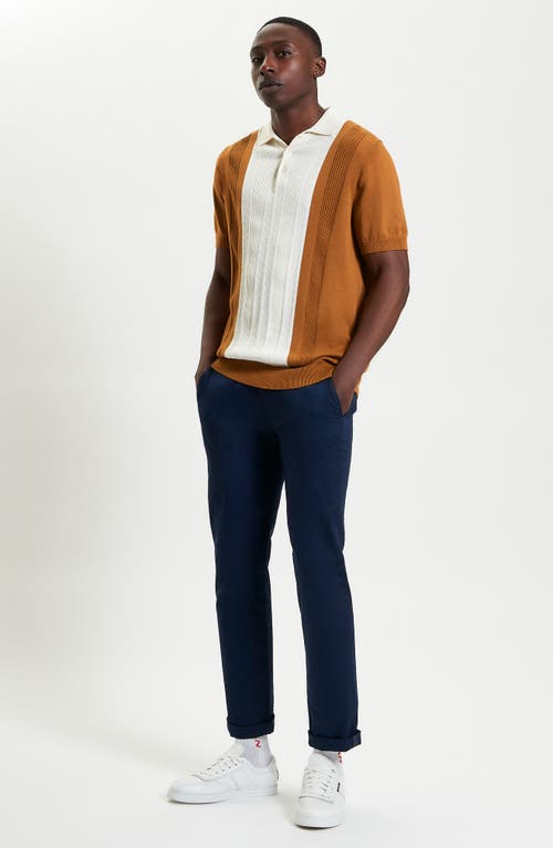 BEN SHERMAN BEN SHERMAN TEXTURED BLOCK STRIPE KNIT POLO
