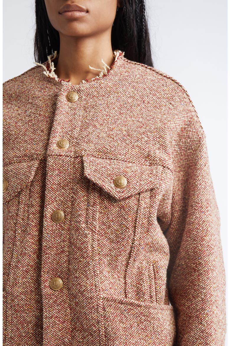 Lacey Trucker Jacket, Alternate, color, RED / CREAM