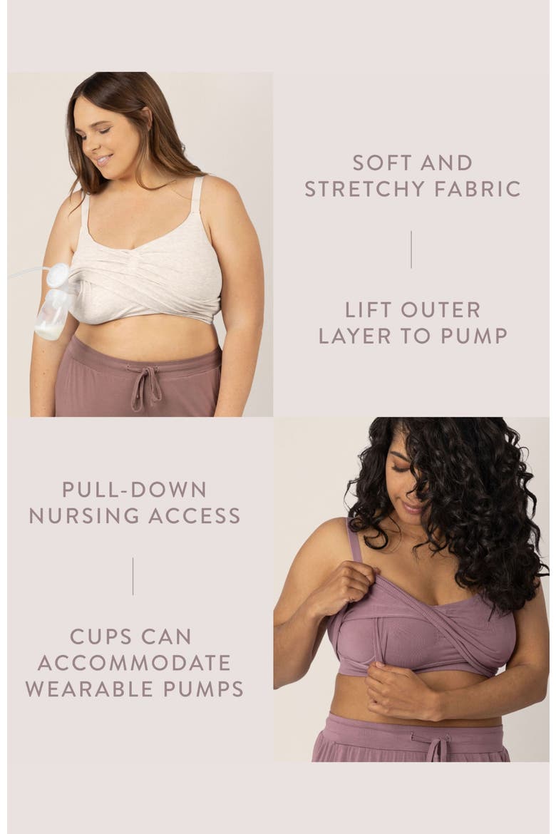 Sublime Hands-Free Pumping Lounge & Sleep Bra- Fits sizes 30B - 46D, Alternate, color, OATMEAL HEATHER