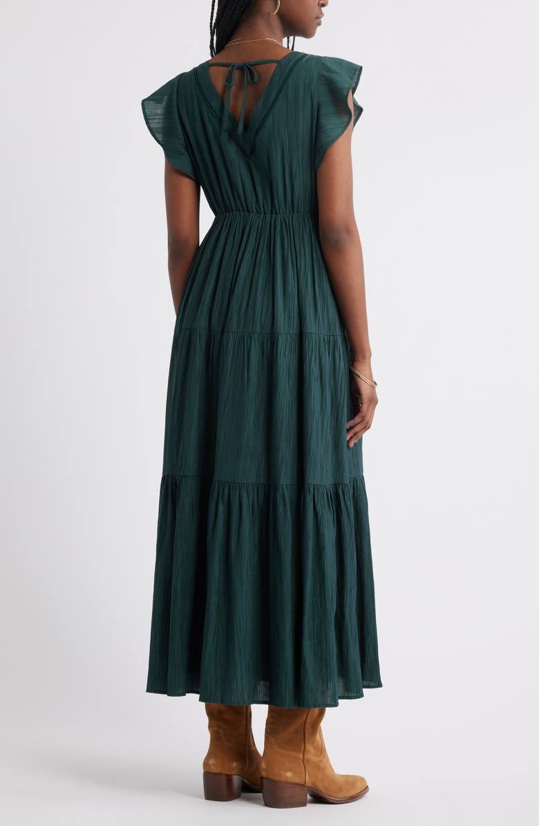 Crinkle Finish Flutter Sleeve Maxi Dress