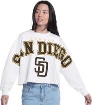 G-III 4HER BY CARL BANKS Women's G-III 4Her by Carl Banks White San Diego Padres Bleachers Cropped Pullover Sweatshirt