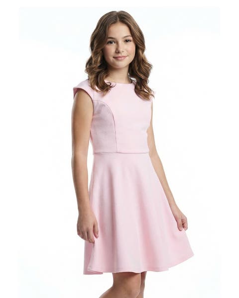 Textured Cap Sleeve Dress in Longer Length (Big Kid)