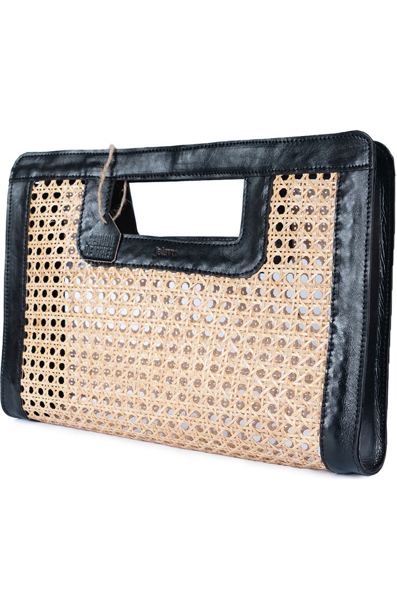 Jelavu Delmar Rattan & Leather Frame Clutch, Alternate, color,