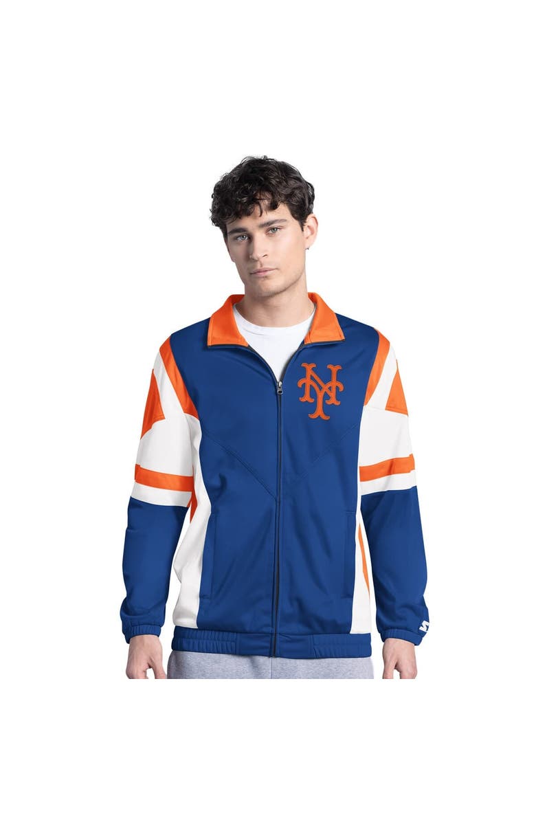 STARTER Men's Starter Royal/Orange New York Mets Contender Tricot Full-Zip Track Jacket, Alternate, color, Royal