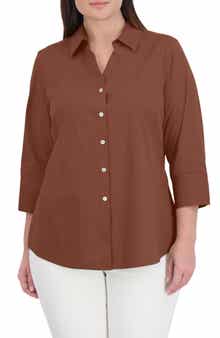Mary Non-Iron Stretch Cotton Button-Up Shirt
