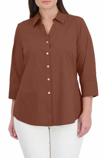 Mary Non-Iron Stretch Cotton Button-Up Shirt