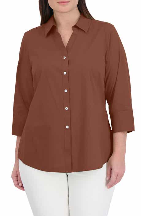 Mary Non-Iron Stretch Cotton Button-Up Shirt