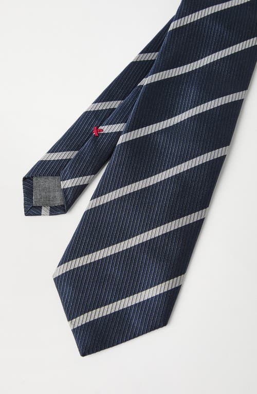 Brunello Cucinelli Striped Silk Necktie In Blue