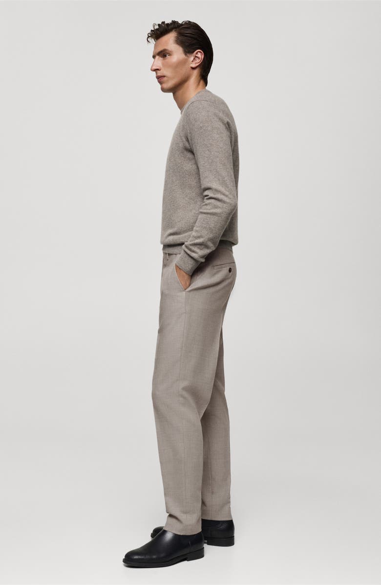 MANGO Slim Fit Virgin Wool Dress Pants, Alternate, color, Mink Grey