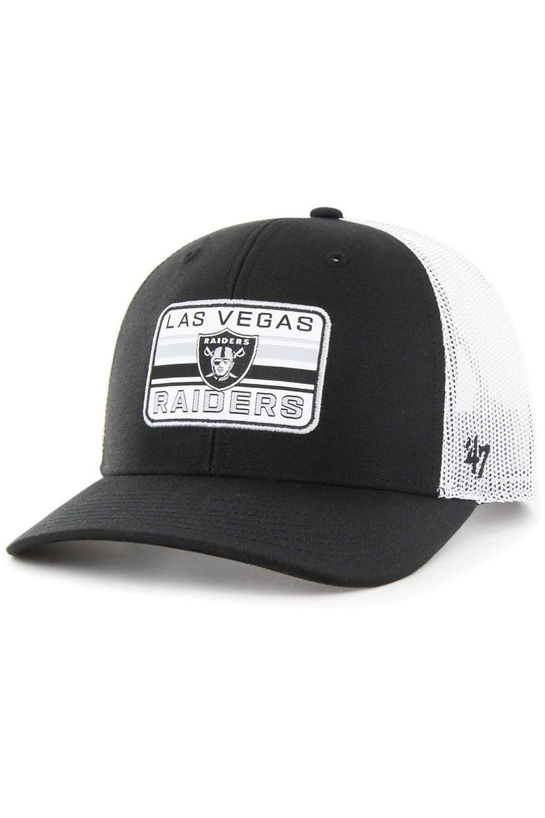 Men's '47 Black/White Las Vegas Raiders Drifter Adjustable Trucker Hat, Main, color, Black