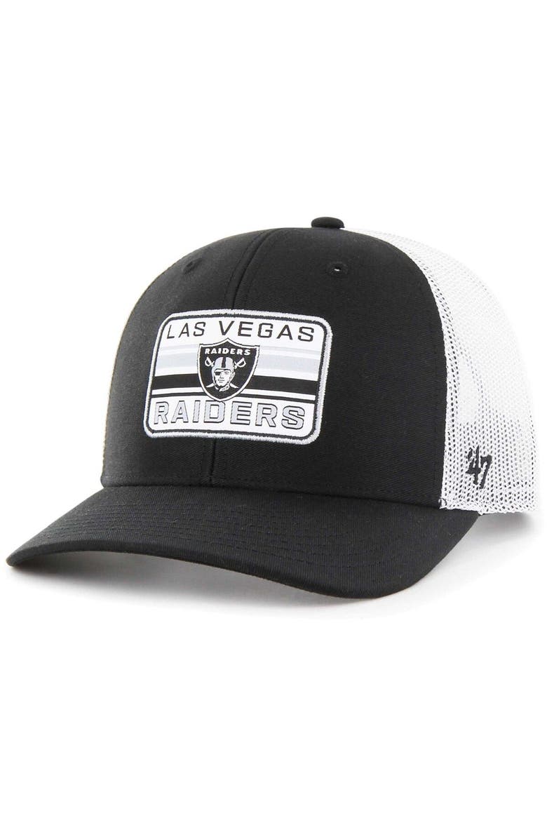 '47 Men's '47 Black/White Las Vegas Raiders Drifter Adjustable Trucker Hat, Main, color,
