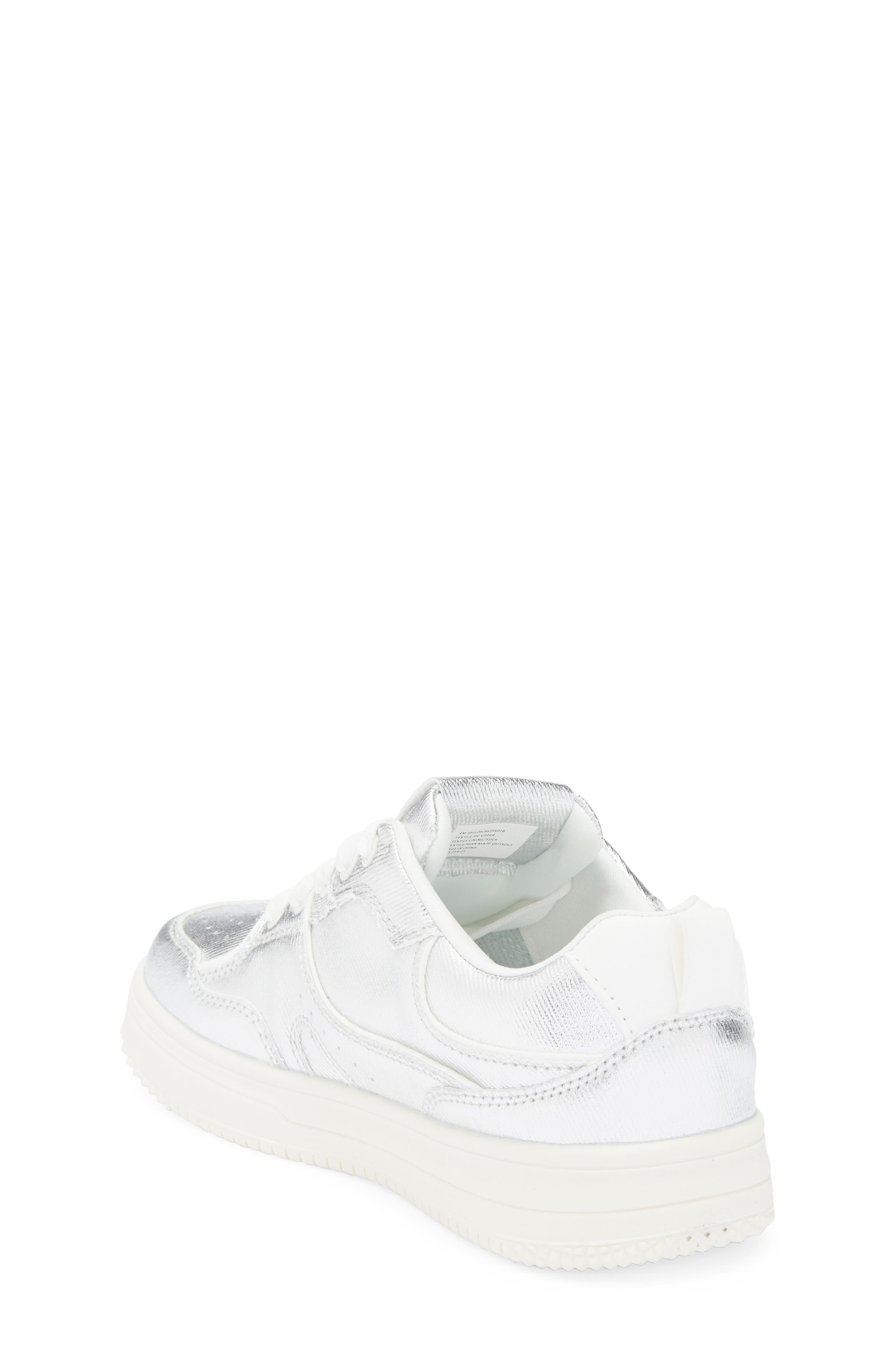 BCBG Girls Kids' Shiloh Metallic Sneaker, Alternate, color, Silver