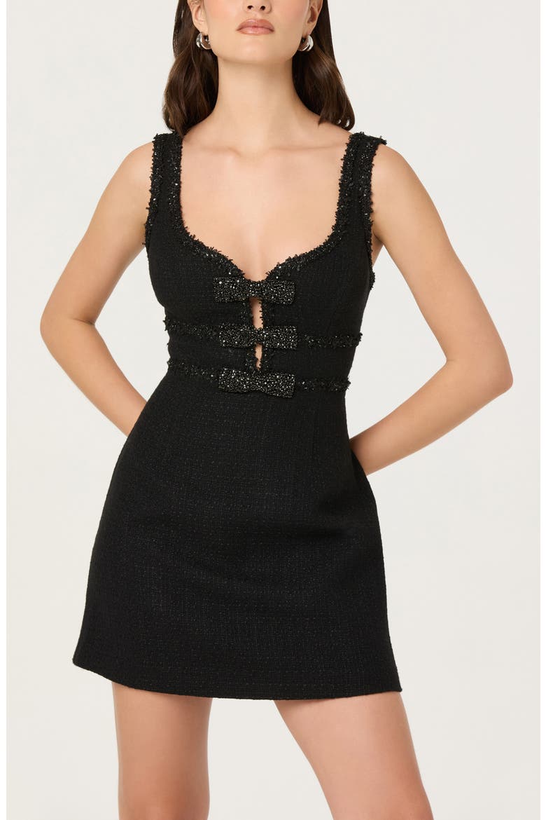 Maira Tweed Dress, Alternate, color, BLACK