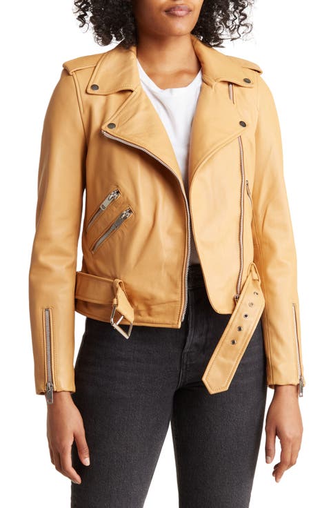 Beige Leather & Faux Leather Jackets for Women | Nordstrom Rack