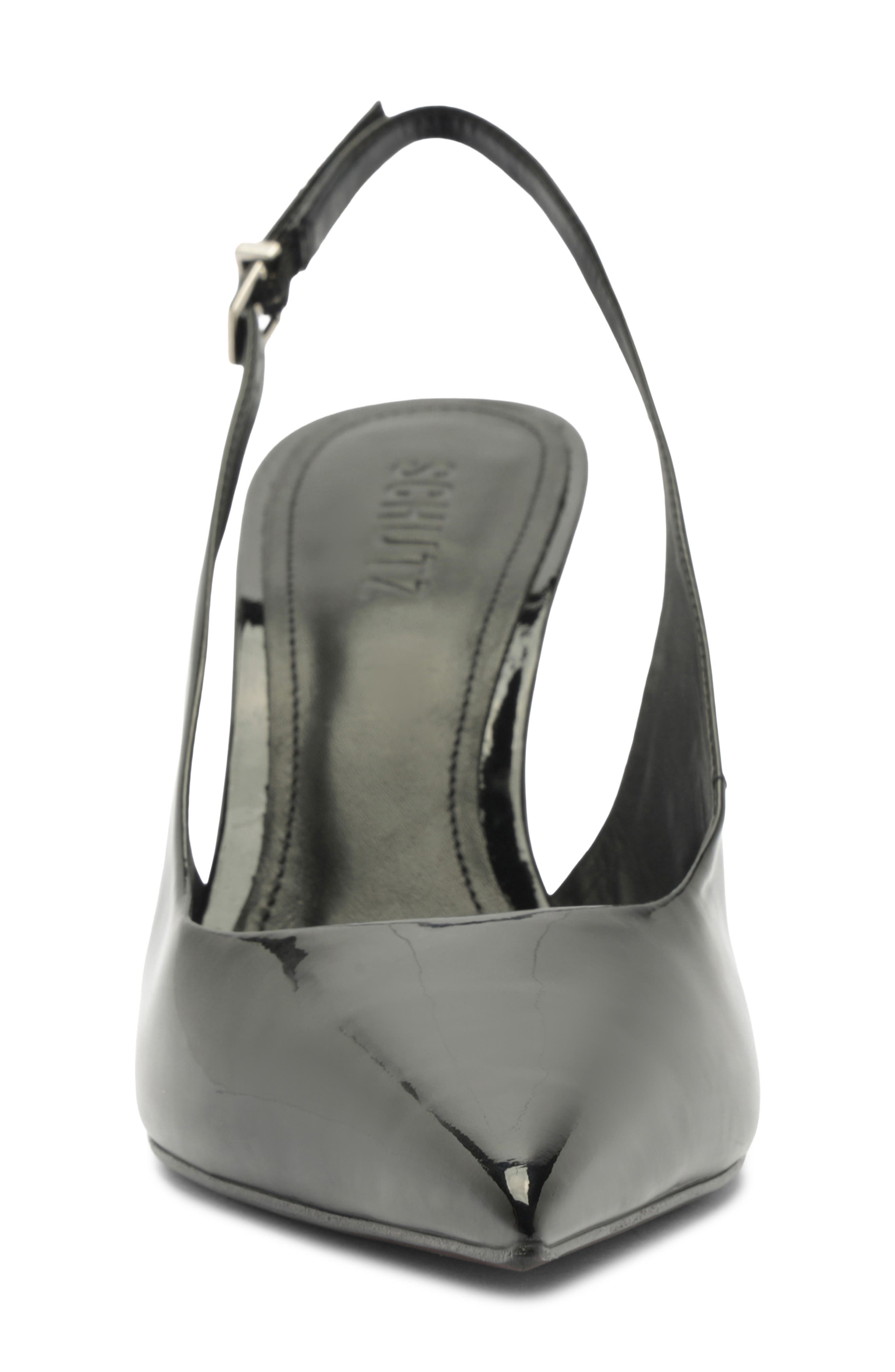 Schutz Paola Slingback Pointed Toe Pump, Alternate, color, Black Patent Leather
