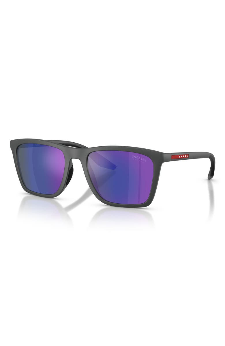 Prada Linea Rossa 56mm Pillow Sunglasses, Alternate, color, Rubbered Grey / Blue Violet