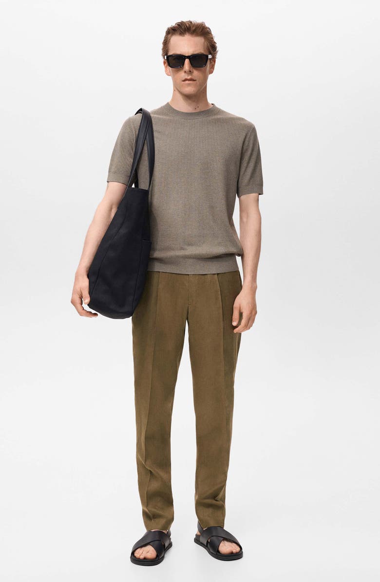 MANGO Salerno Slim Fit Linen Suit Pants, Alternate, color, Khaki Green