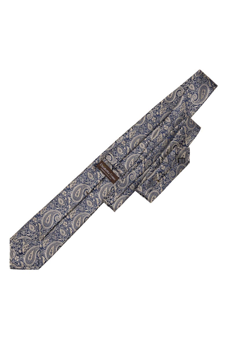 Donatello - Extra Long Silk Jacquard Tie for Men, Alternate, color, Navy and Pewter