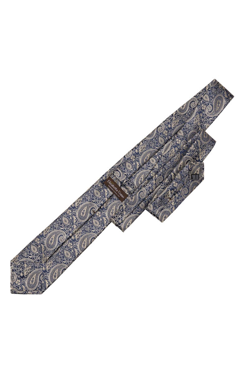 Elizabetta Donatello - Extra Long Silk Jacquard Tie for Men, Alternate, color, Navy And Pewter