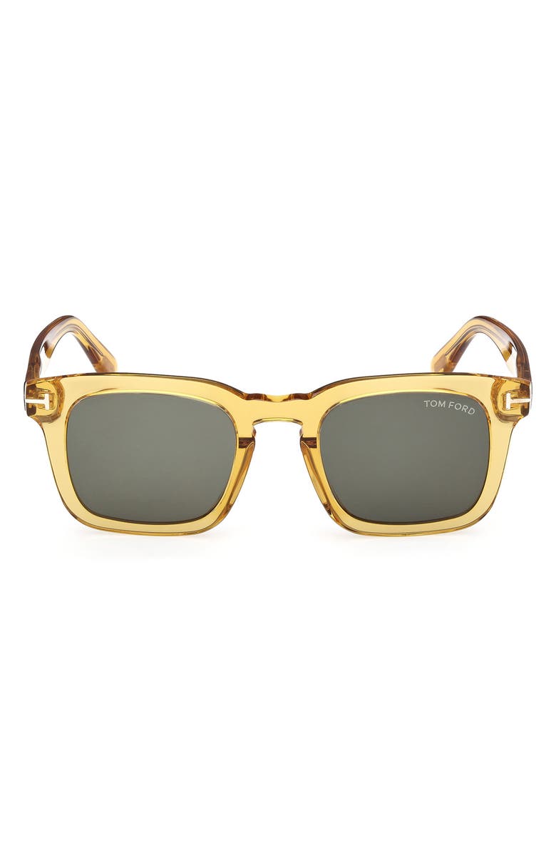 TOM FORD Dax 50mm Square Sunglasses, Main, color, Shiny Yellow / Green