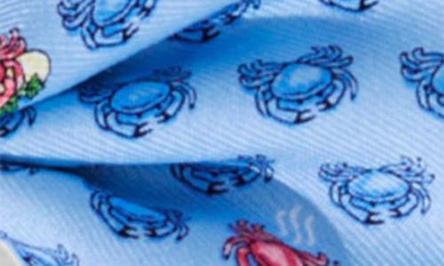 Vineyard Vines Kids' Crabs Print Silk Bow Tie In Blue