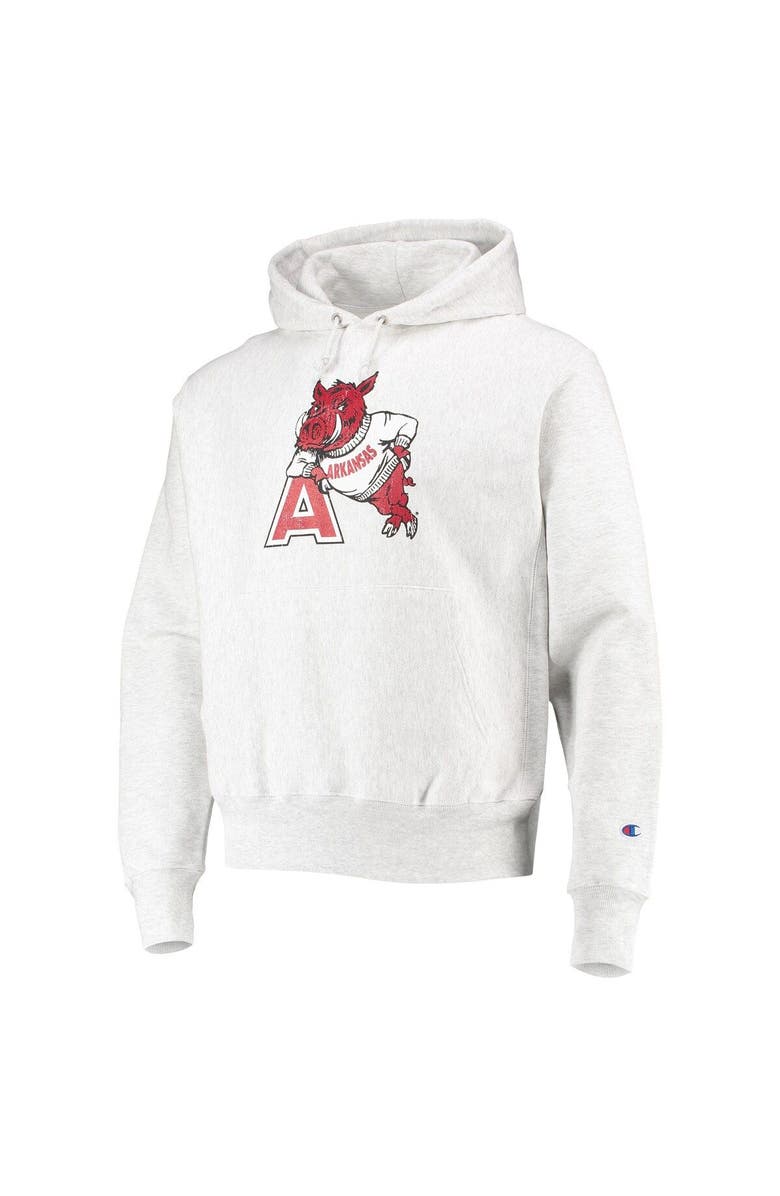 Champion Men's Champion Heathered Gray Arkansas Razorbacks Team Vault Logo Reverse Weave Pullover Hoodie, Alternate, color, 