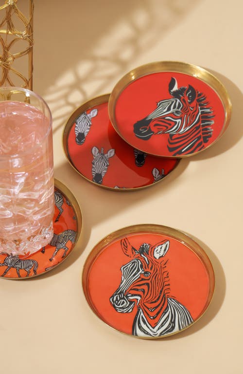 Tiramisu Set Of 4 Metal Coasters In Red