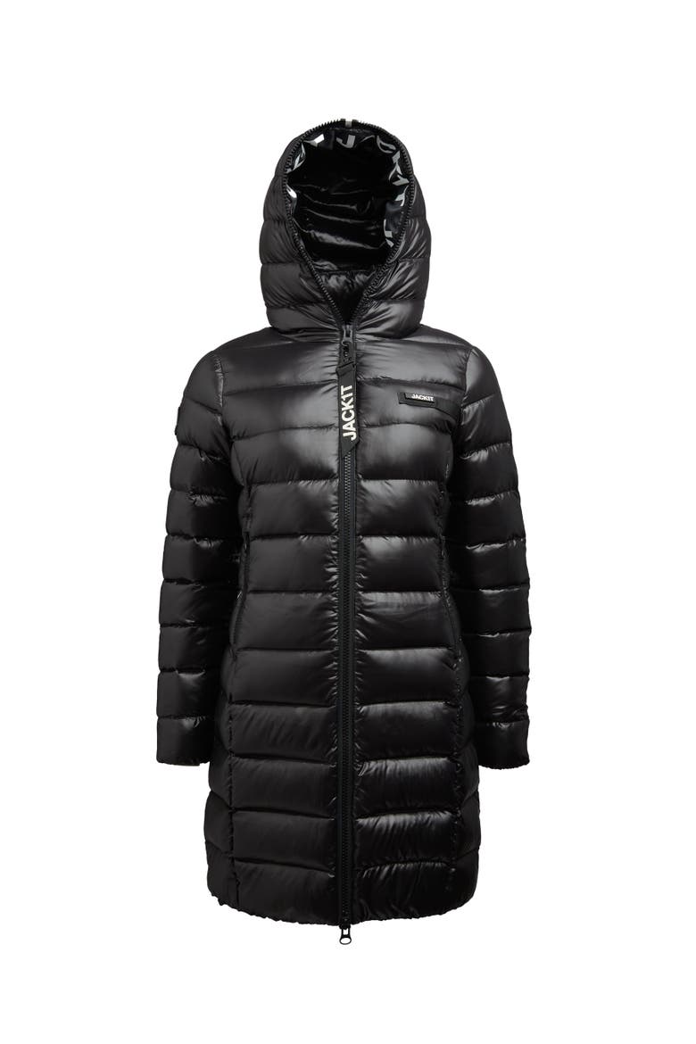 Longline Puffer Coat, Alternate, color, Black