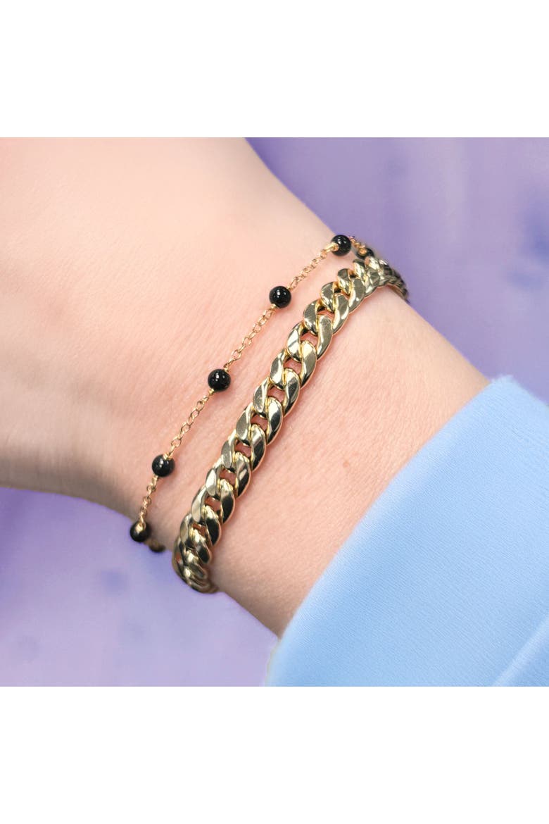 Onyx Bead Chain Bracelet, Alternate, color, Onyx