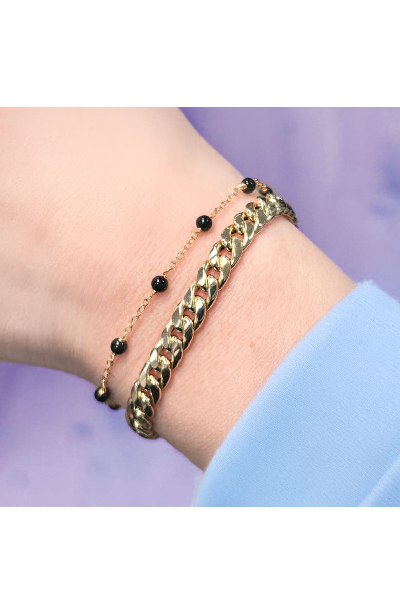 The Lovery Fine Jewelry Onyx Bead Chain Bracelet, Alternate, color, Onyx