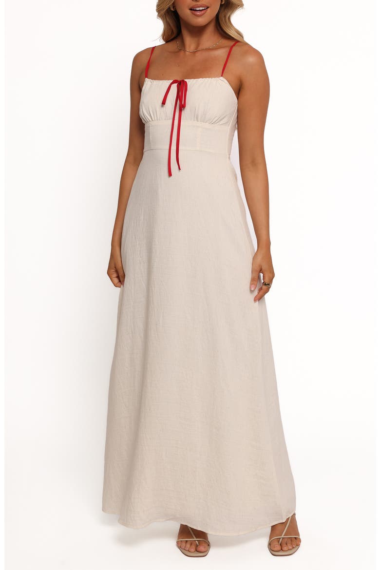 Gracie Tie Milkmaid Sundress, Main, color, OATMEAL