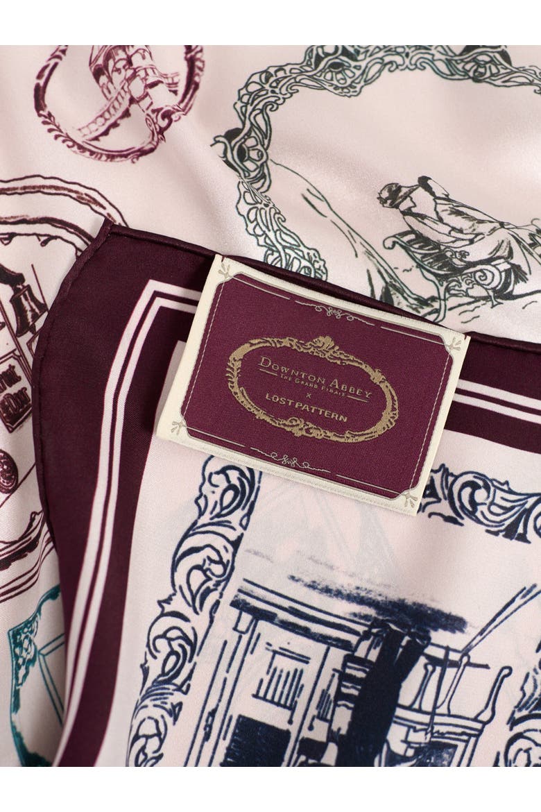 Downton Abbey the Grand Finale x Lost Pattern Silk Scarf, Alternate, color, Burgundy