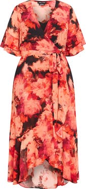 City Chic Hanna Floral Print Wrap Maxi Dress