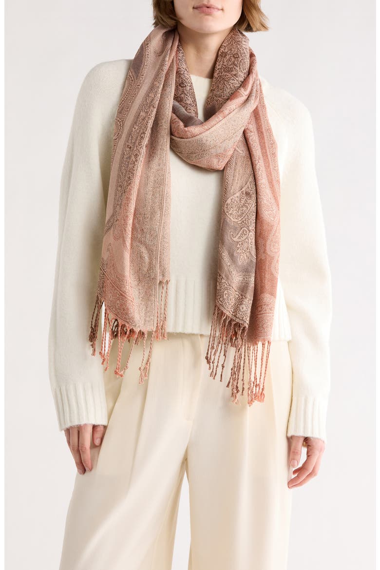 Paisley Lurex Knit Scarf, Main, color, CANYON SUNSET
