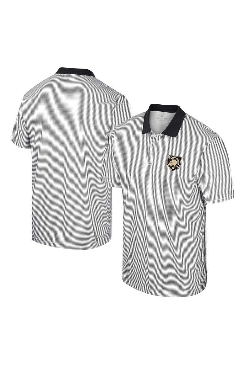 Men's Colosseum White/Black Army Black Knights Print Stripe Polo, Main, color, White
