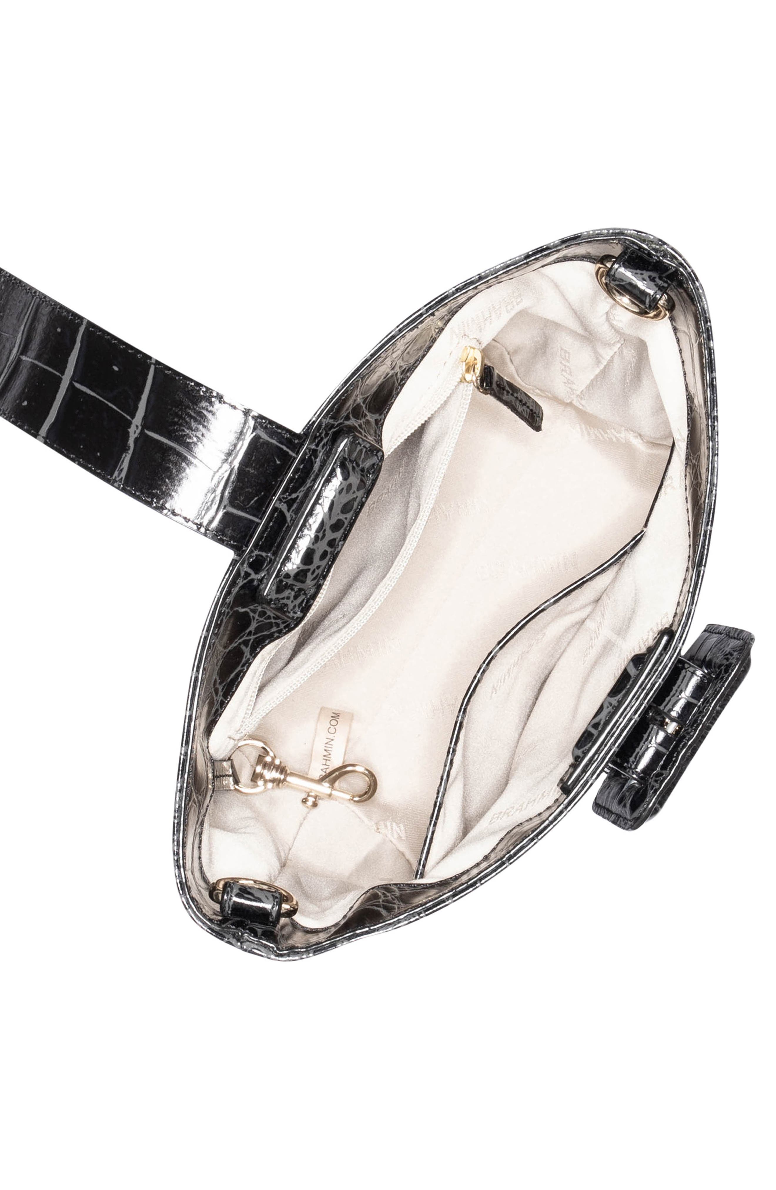 Brahmin Faith Croc Embossed Leather Wristlet Pouchette Bag, Alternate, color, 