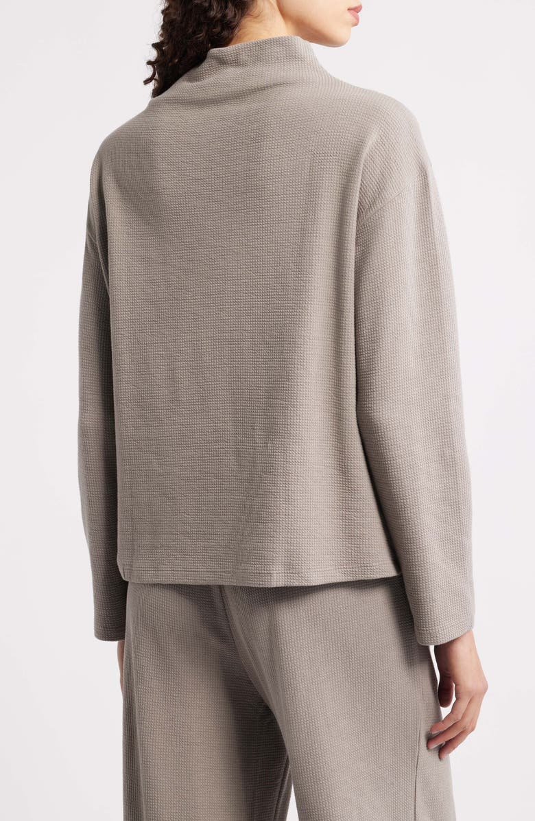 Eileen Fisher Funnel Neck Boxy Organic Cotton Blend Top, Alternate, color, Reed