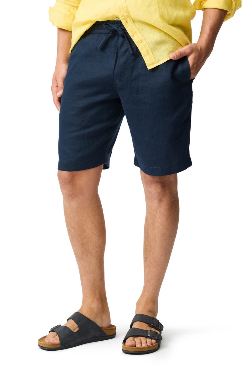 Linen Shorts, Main, color, NAVY