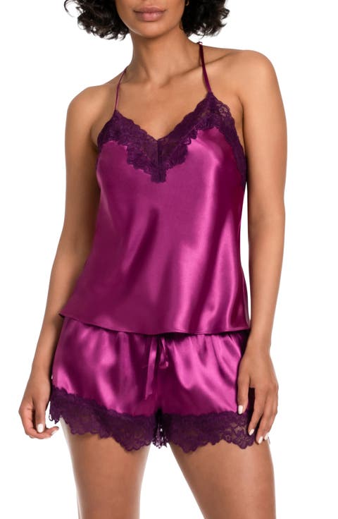 Lace Trim Satin Short Pajamas