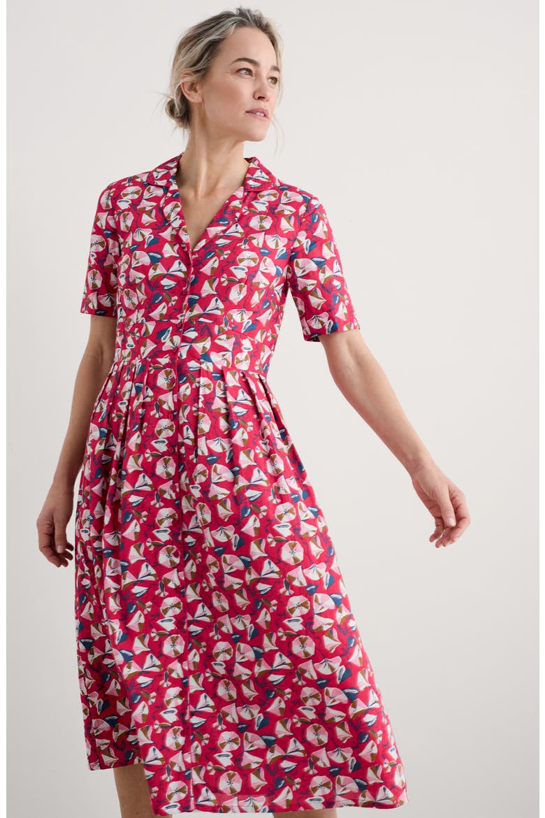Floral Print Organic Cotton Midi Shirtdress, Alternate, color, PARASOL FLORAL RASPBERRY