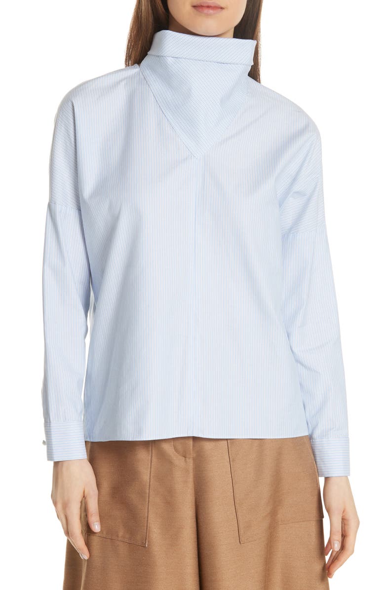 Tibi Tuxedo Shirting Bandana Top, Main, color, 
