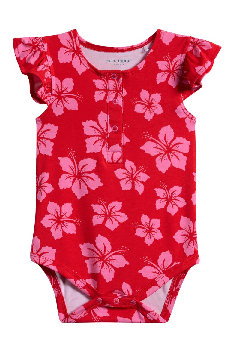Flutter Sleeve Bodysuit, Main, color, RED