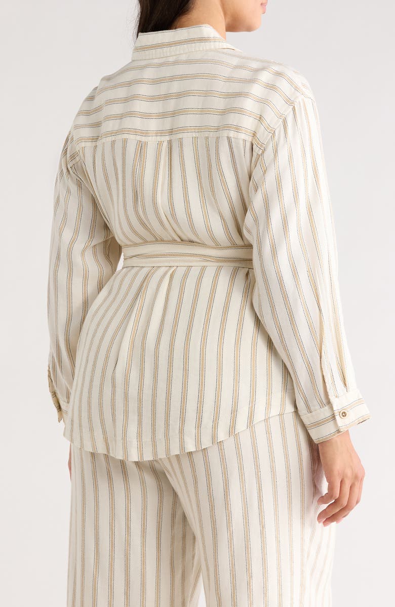 Liverpool Los Angeles Stripe Belted Shacket, Alternate, color, Cream/ Tan Rg Stripe