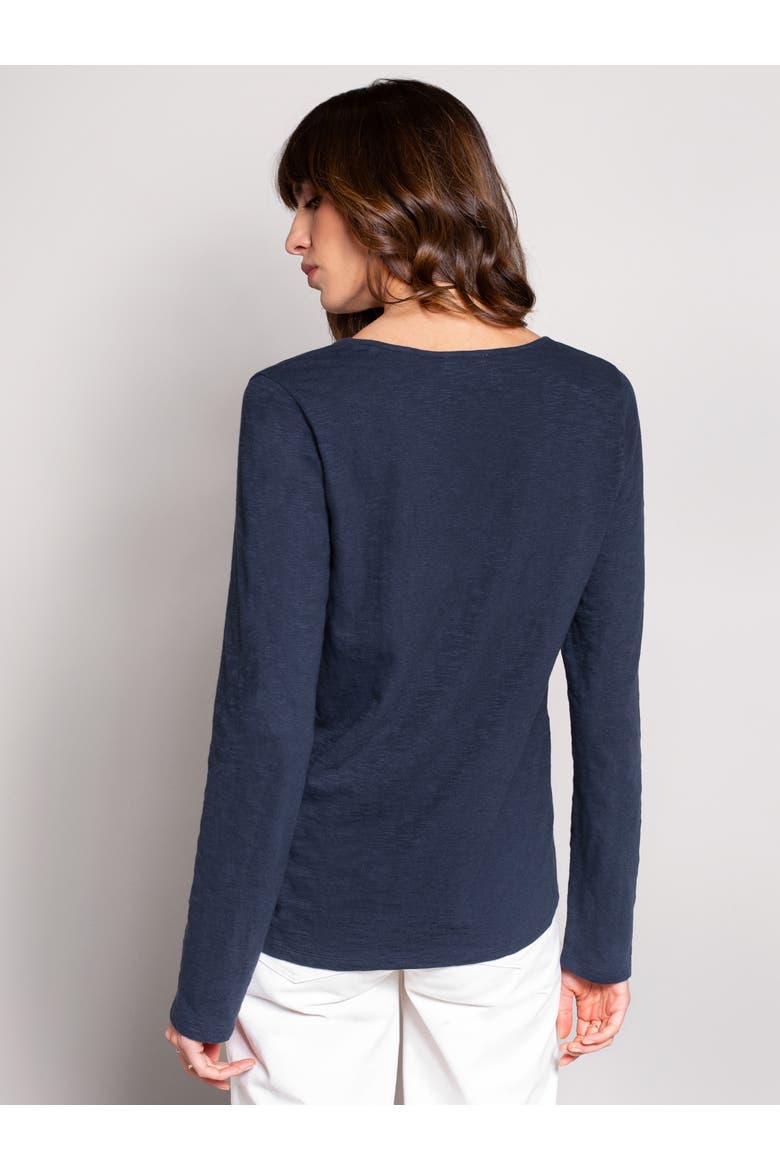 Slub Jersey Scoop Neck Henley Top, Alternate, color, DARK NAVY