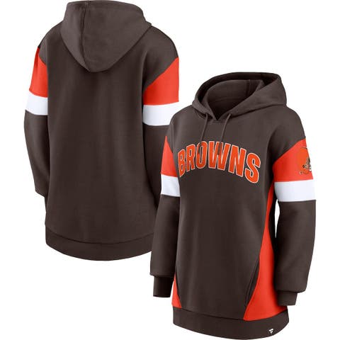 Women's Fanatics Branded Brown/Orange Cleveland Browns Lock It Down Pullover Hoodie