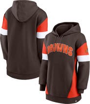 FANATICS Women's Fanatics Branded Brown/Orange Cleveland Browns Lock It Down Pullover Hoodie