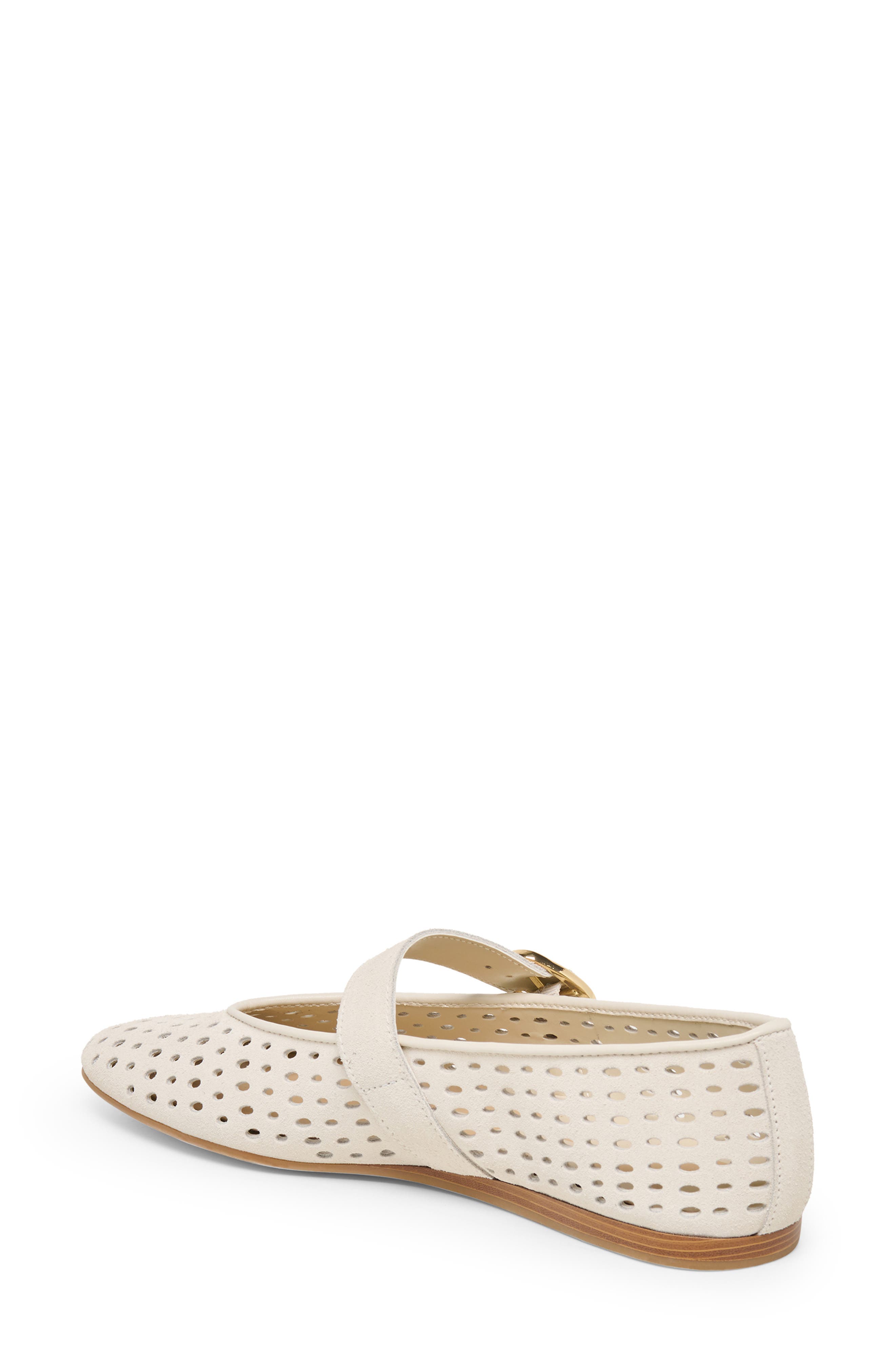 Dolce Vita Brooke Flat, Alternate, color, Creme Perforated Suede