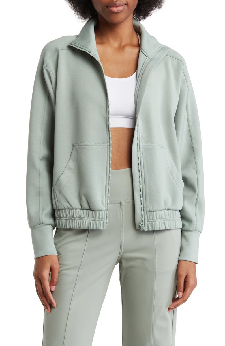 YOGALICIOUS Muse Scuba Knit Zip Jacket, Main, color, Iceberg Green